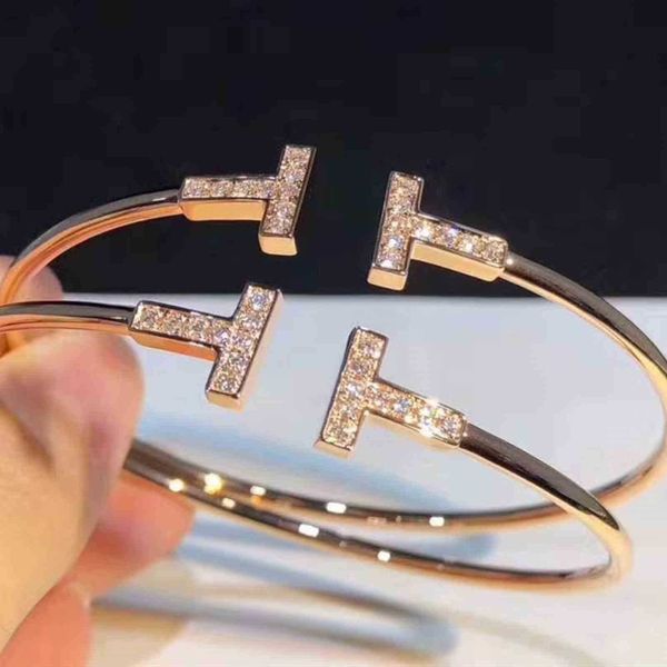 

t home double bracele 925 serling silver plaed 18k rose gold t-shaped open spring adjusable, Golden;silver