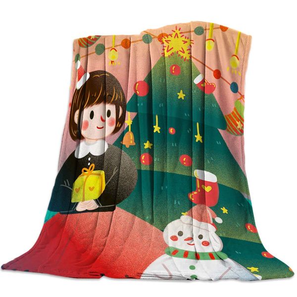 

Throw Fleece Bed Blanket Merry Christmas Theme Flannel Blankets Warm and Cozy Throws for Sofa,Couch,Chair, All Seasons Use 80x60