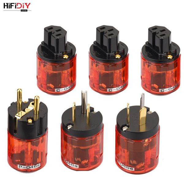 

smart power plugs hifidiy live eu/us/au pure copper gold plated plug tail connector for hifi audio supply wire connectors red079