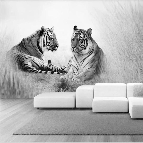 

wallpapers custom size 3d po wallpaper mural living room bed black and white tiger picture sofa tv backdrop for wall
