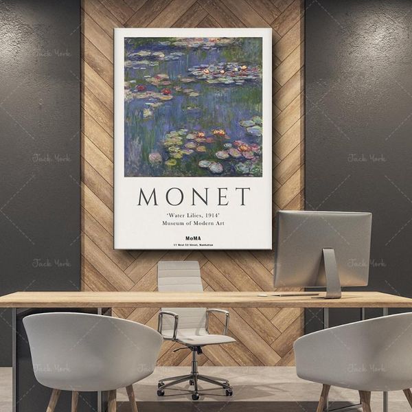 

paintings claude monet poster, water lilies, museum of modern art exhibition moma print, intage print