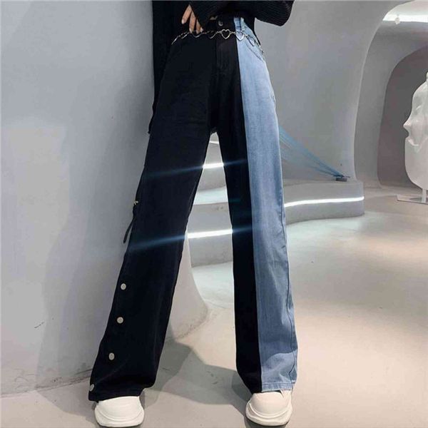 

streetwear vintage blue loose womens jeans baggy high waist boyfriend wide leg pants mom fashion denim girlfriend trousers