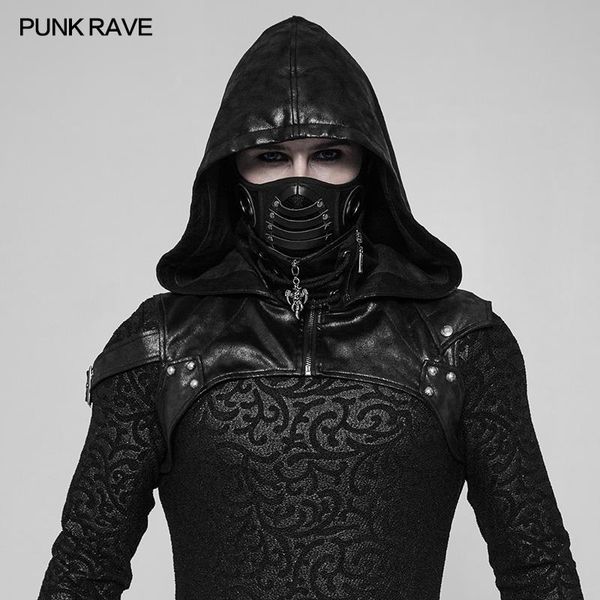 

party masks punkrave punk hooded accessory handsome pu leather halloween assassin cospaly hat