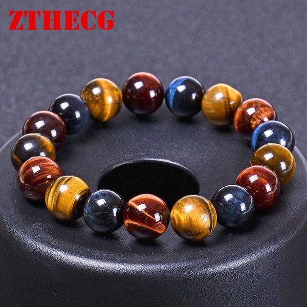 

beaded, strands trendy colorful tiger eyes beads bracelet men 8mm 10mm 12mm charm natural stone braslet for man handmade beaded jewelry puls, Black