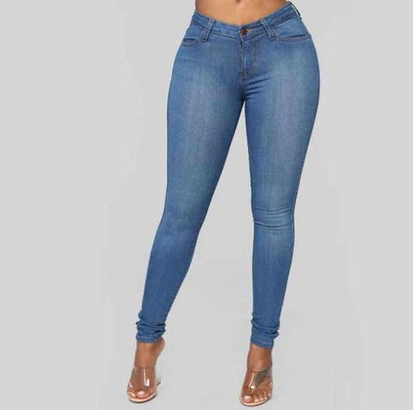 

women's jeans 2021 slim for women skinny high waist woman blue denim pencil pants stretch calca feminina