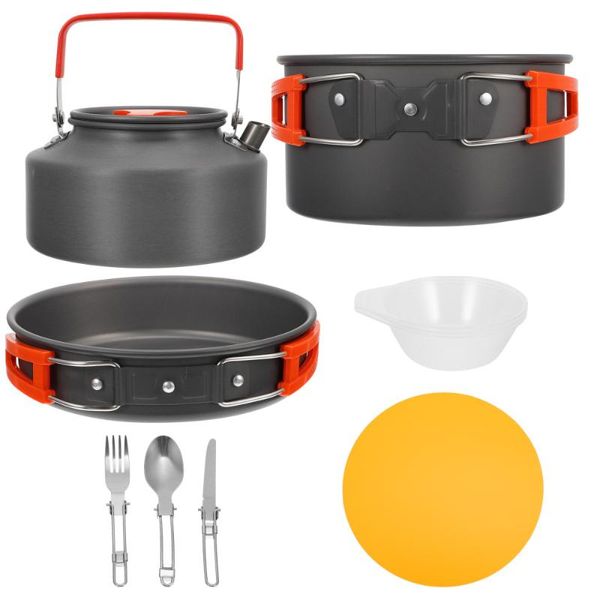 

pans 1 set 16pcs outdoor cooking kettle tableware cookware for camping picnic