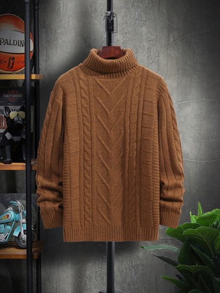 

men cable knit turtleneck sweater j4mm#, White;black