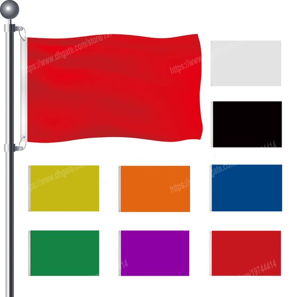 Bandiera bianca Tinta unita Banner Vuoto Nero Arancione Giallo Blu Purp Bandiere 90 x 150cm 3 * 5ft Banner personalizzati Fori in metallo Gli anelli di tenuta possono essere personalizzati