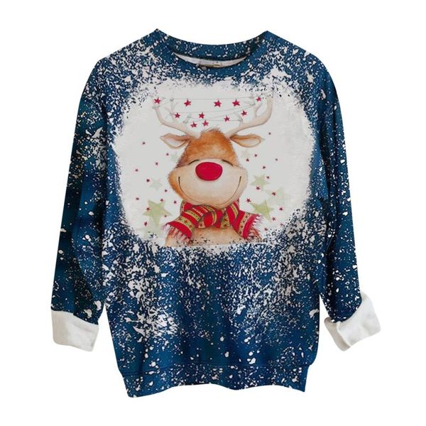 

women's hoodies & sweatshirts winter christmas for womens teen girls artoon print hoody deer snowflake casual pullovers sudadera mujer, Black
