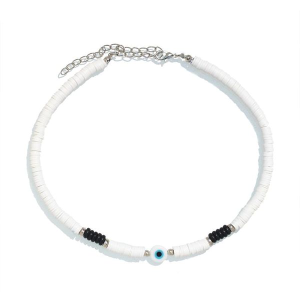 

chains colored clay necklace bohemian beach style ethnic jewelry blue eye, Silver