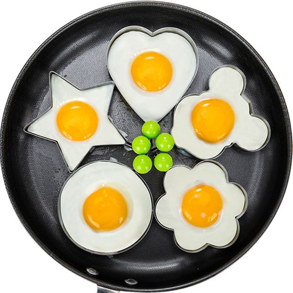 

stainless steel 5-style mirror egg pancakes former omelet shape frying egg cooking tools kitchen accessories gadget rings wholesale