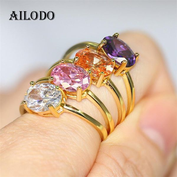 

cluster rings ailodo cubic zirconia engagement wedding for women fashion female finger copper jewelry drop 20dec45, Golden;silver