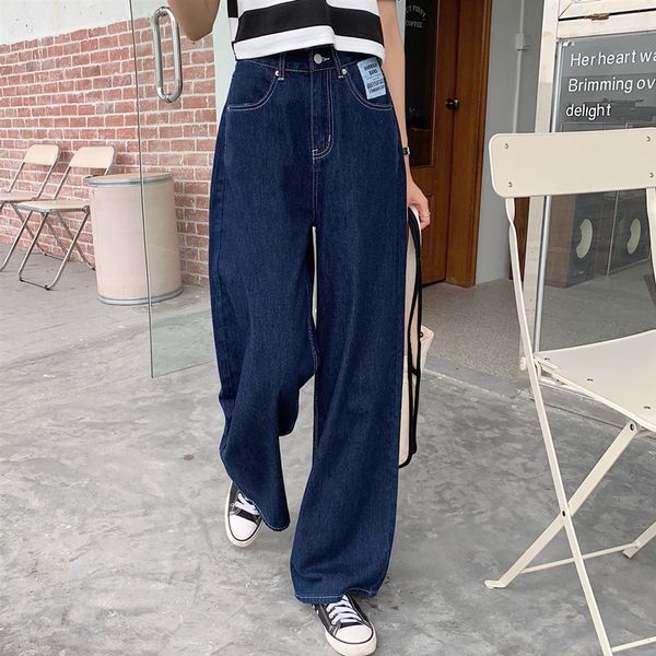 

women's jeans woman clothes high waisted summer streetwear baggy wide leg vintage fashion stretch blue harajuku straight pants brj