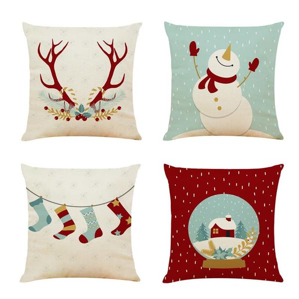 

pillow case 4pcs/set christmas throw exquisite xmas printed pattern decorative pillowcases comfortable sofa cushion cover #g3