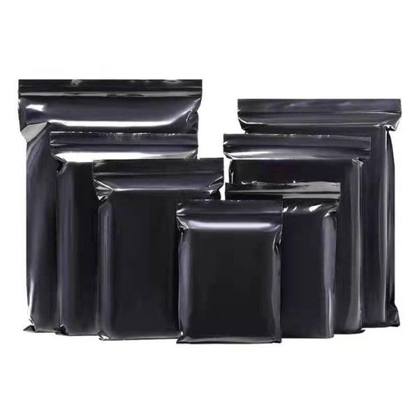 

storage bags 100pcs black pe plastic resealable bag self zipper grip seal reclosable reusable gift craft small accessories pouches