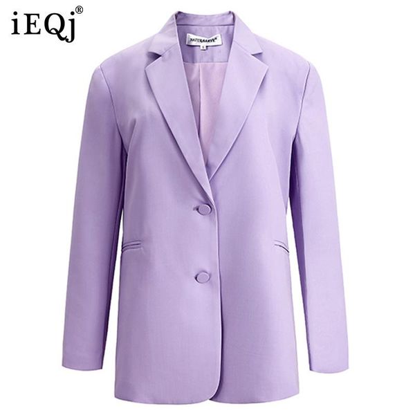 

women's suits & blazers ieqj 2021 women fashion loose purple notched long sleeve pockets single breasted office lady blazer autumn and, White;black