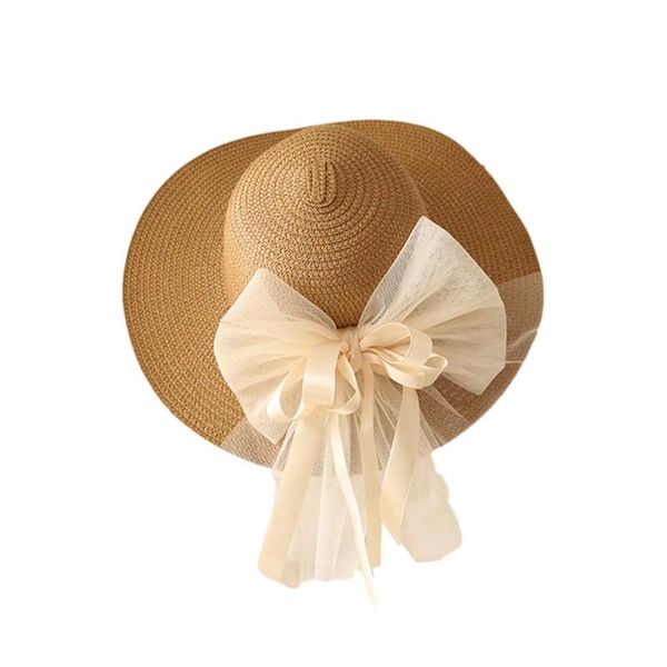 

summer sun hats women fashion girl straw hat ribbon bow beach caps &, Yellow