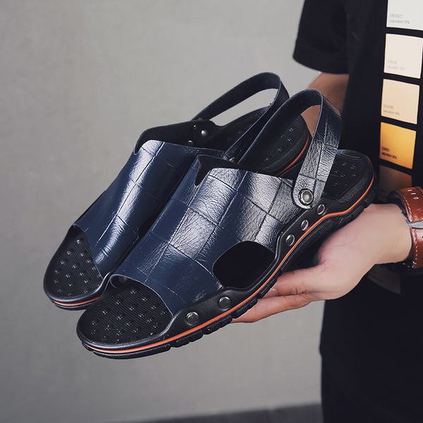 

fashion summer cross-border sandals 2021 mens large size breathable casual trend two-user outdoor beach sandal code:40hd-1998, Black