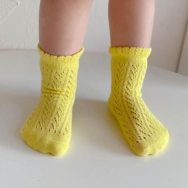 

pairs lot kids long socks children toddler girls boys summer cotton mesh cute white school lace sock kawaii baby accessories, Pink;yellow