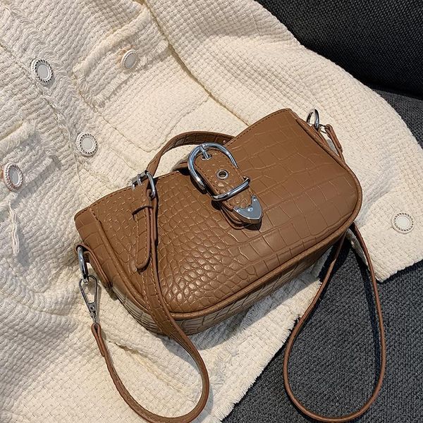 

shoulder bags niche design crocodile pattern bag 2021 female autumn retro messenger fashion square width: 21cm