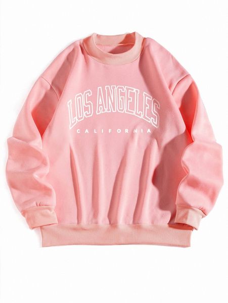 

letter graphic mock neck thermal lined pullover k9c7#, White;black