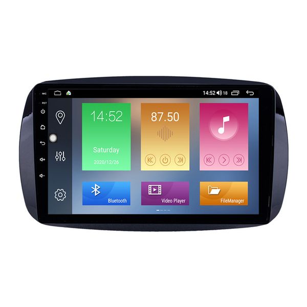 

car dvd radio player for mercedes benz smart-2016 gps navigation system support dvr carplay obd steering wheel control 9 inch android 10