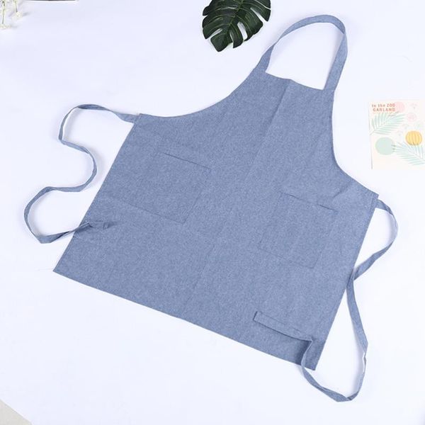 

1pc household cotton aprons color cooking kitchen supplies (blue)