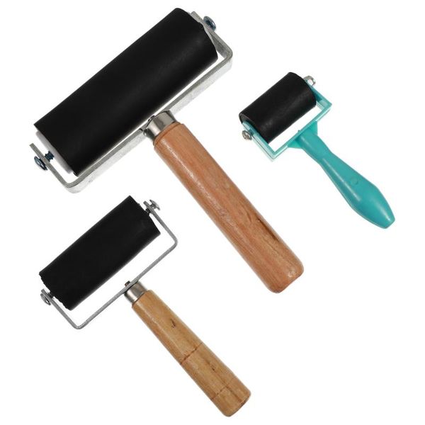 

hair brushes 3pcs roller brush durable painting rubber drawing rollers, Silver