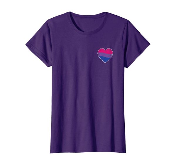 

womens bisexual pride distressed bi pocket heart shirt, White;black