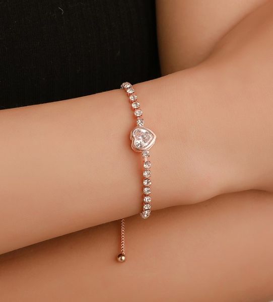 

fashion rose gold love zircon chain small fresh simple diamond inlaid women's bracelet, Black