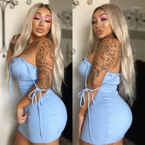 

queenking hair lace front wig 13x4 180% density ombre ash blonde wigs silver brazilian remy overnight1, Black;brown