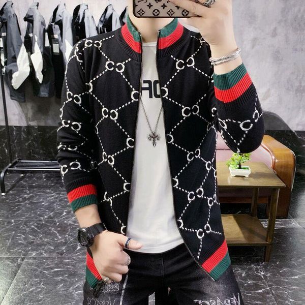 

men's sweaters 2021 luxury letter print cardigan jacket designer brand fashion pocket knit sweater casual, White;black