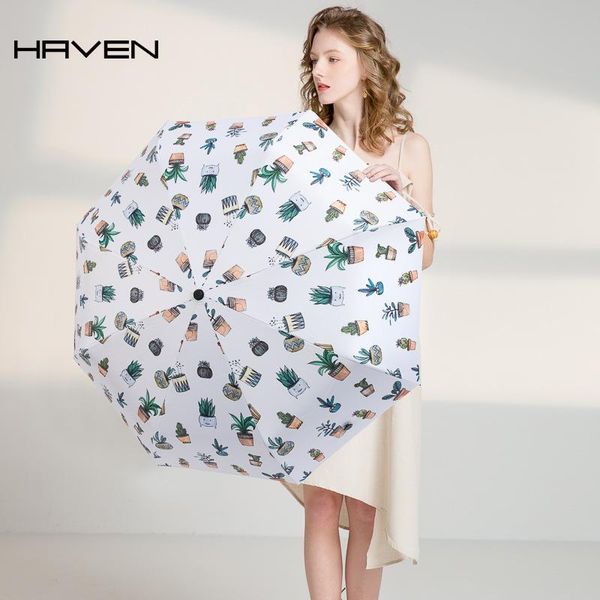 

umbrellas women umbrella three folding sun protection uv opaque