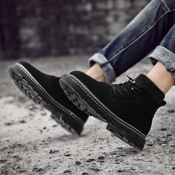 

boots sale man leather mens outdoor zapatillas shoes shoe cuero casual de sport casuales causal hombre sneaker for sneakers, Black