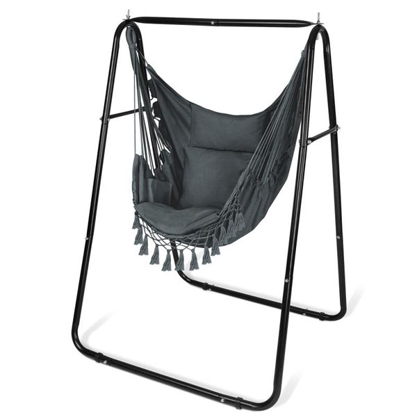 

camp furniture hammock chair with rack pillow hanging swinging seat travel camping home garden adults kids indoor outdoor swing chairs