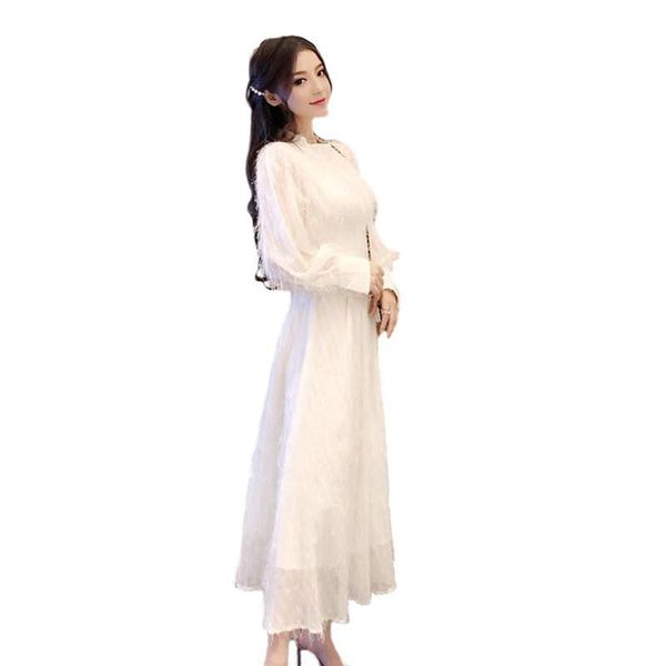 

casual dresses women autumn winter elegant tassel long dress female high waist lantern sleeve lady solid slim a-line vestidos v524, Black;gray