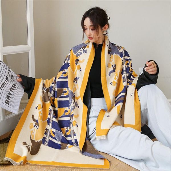 

scarves cashmere scarf winter luxury design pashmina female shawls wraps printed women blanket warm thick foulard bufanda stoles, Blue;gray