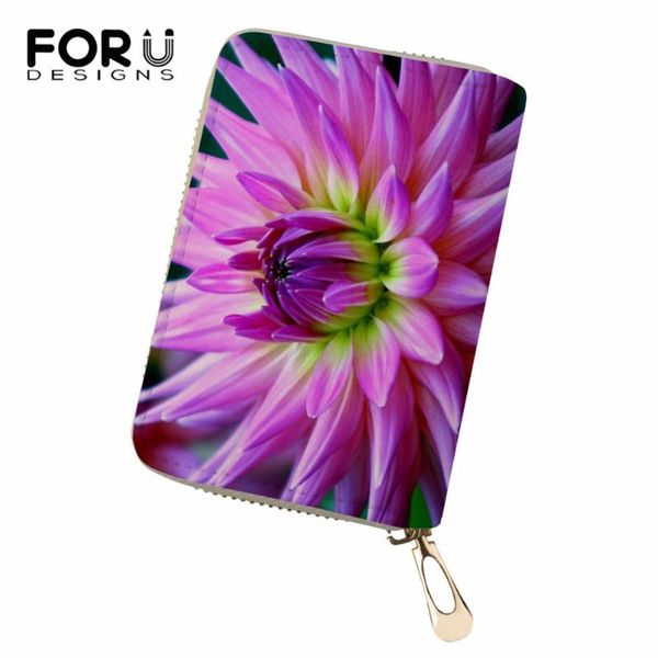 

card holders forudesigns women wallet case portable passport holder 3d floral print porte carte teens girls covers for documents daily purse, Brown;gray