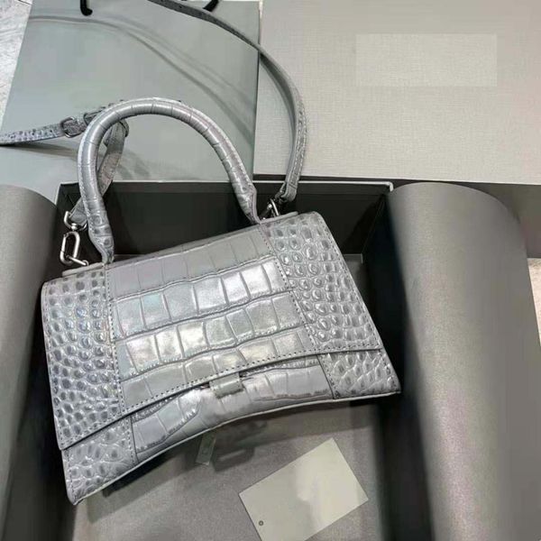 

design hand real leather crocodile hourglass bag mini litchi pattern one shoulder cross carry curved women's bag ao99