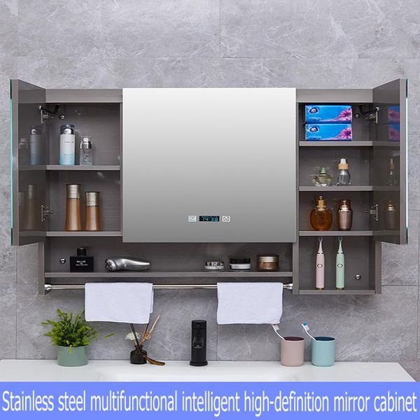 

vanity lights nearcam smart mirror cabinet led light bathroom bluetooth storage