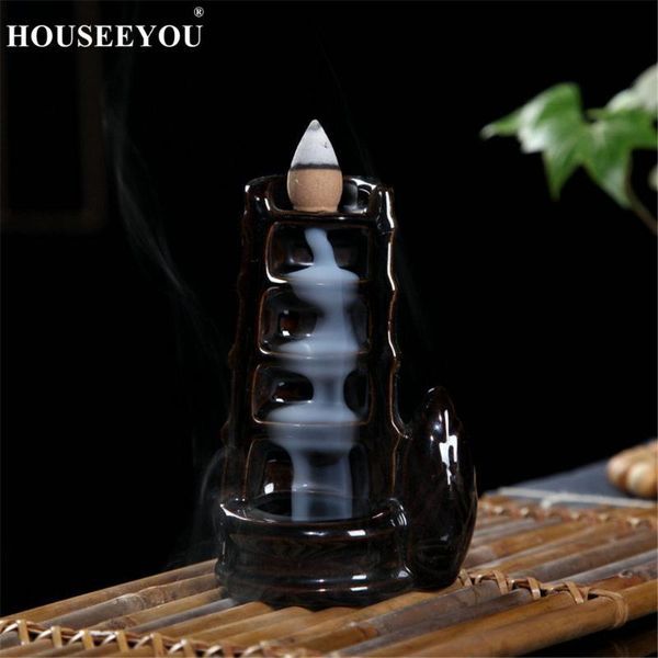 

fragrance lamps tea incense creative holder backflow ornaments supplies ceramic furnace censer lotus smoke buddhist living room