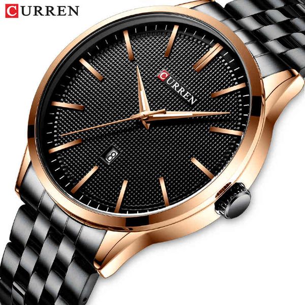 

curren brand luxury business men's watches stainless steel waterproof quartz wristwatch date male clock relogio masculino 210517, Slivery;brown