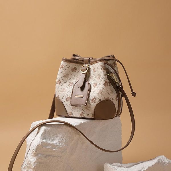 

evening bags quality leather drawstring bag for women high luxury designer purses and handbags ladies shoulder messenger bucket