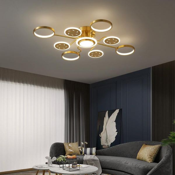 

ceiling lights all copper chandelier living room lamp light luxury modern minimalist hall nordic lighting