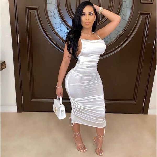 

bandage dress summer white womens tank elegant sleeveless backless slim sheath bodycon midi night club party