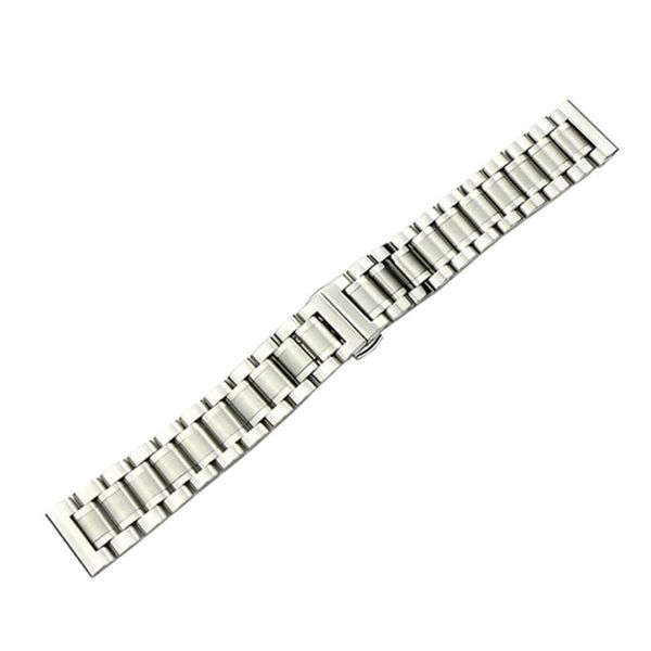 

watch bands 16/18/20/22/24mm men women stainless steel band butterfly buckle strap, Black;brown