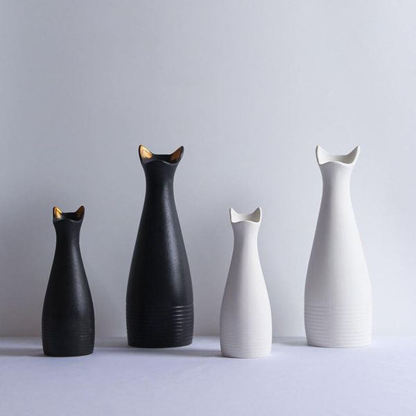 

elegant flower vase cat decoration home office pot shelf floral vases