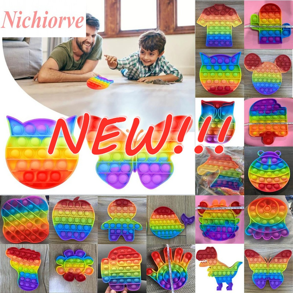 

dhl push bubble anti stress relief toy rainbow unicorn apple cat kids rainbow board game gifts children fun pressure reduction xcc299