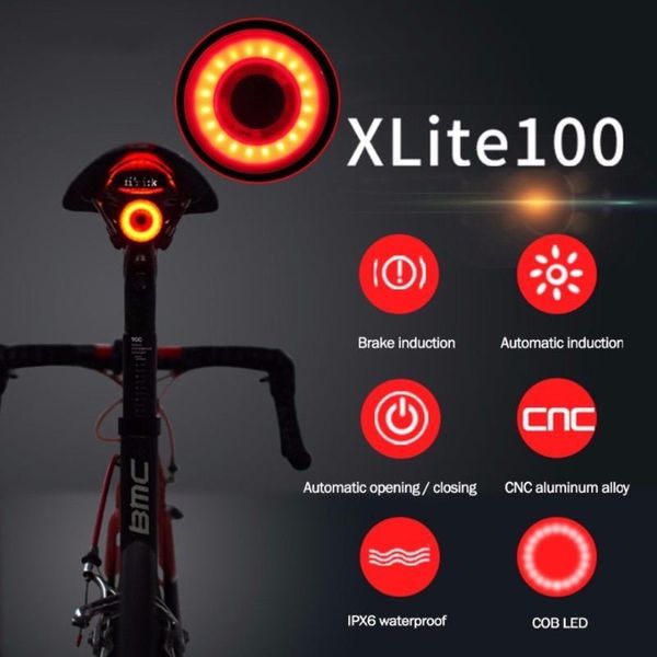 

bike lights discount xlite100 bicycle rear light auto start/sbrake sensing waterproof led charging cycling taillight