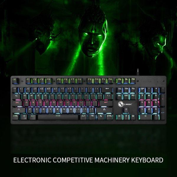 

wired mechanical keyboard rgb led backlit hover key cap 104 standard keys gaming keyboards